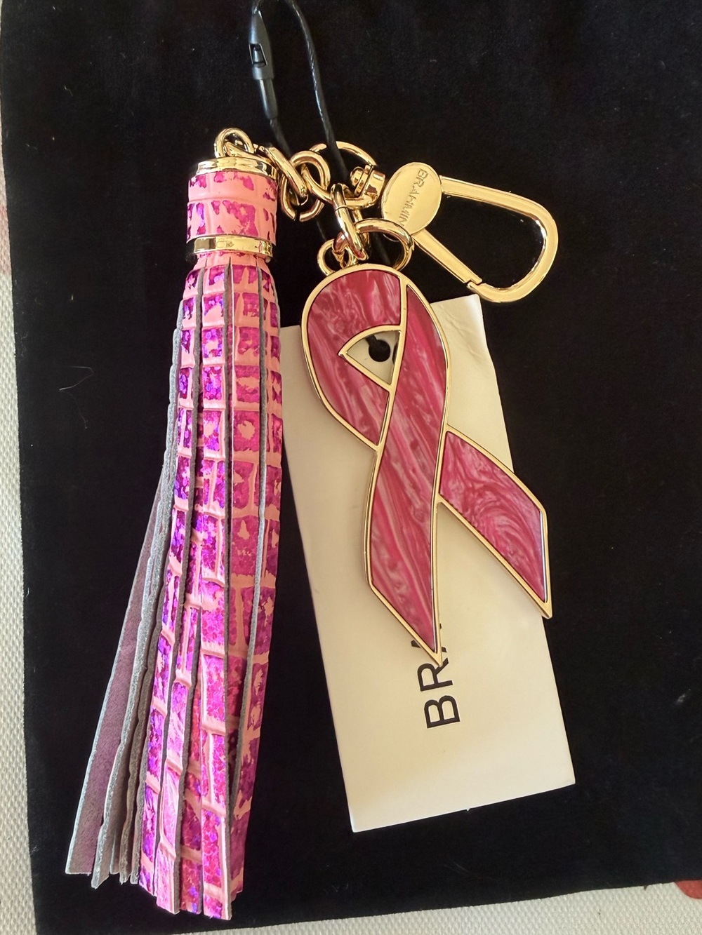 Brahmin Empower Melbourne breast cancer awareness Bag purse Charm keychain NWT